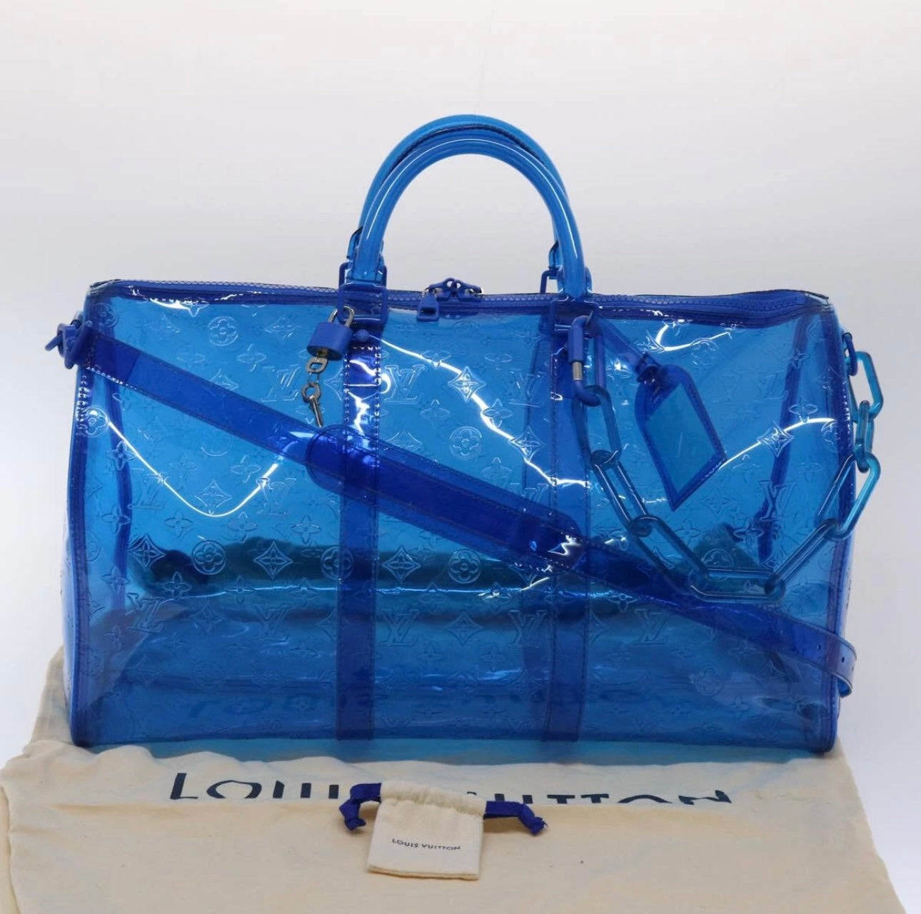 Louis Vuitton Monogram Vinyl Keepall Bandoulière 50 Bag – Blue