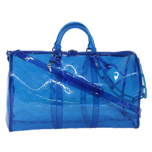 Louis Vuitton Monogram Vinyl Keepall Bandoulière 50 Bag – Blue