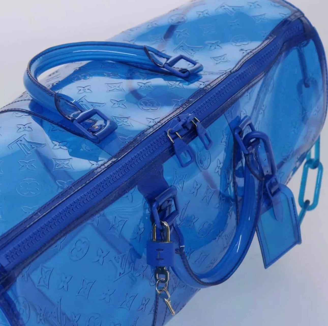 Louis Vuitton Monogram Vinyl Keepall Bandoulière 50 Bag – Blue