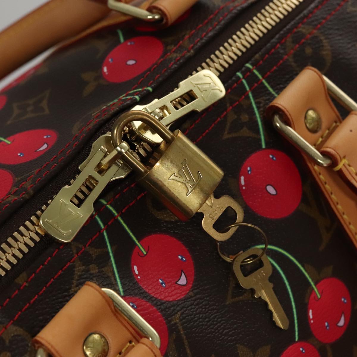 Louis Vuitton Monogram Cherry Keepall 45 Boston Bag