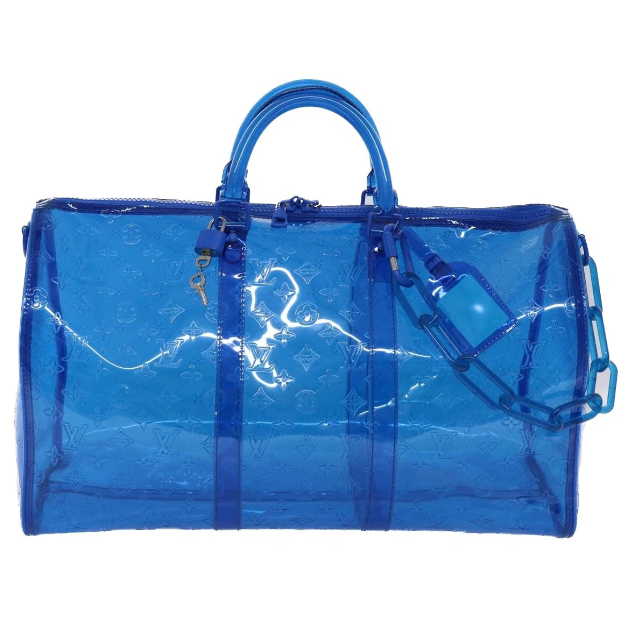 Louis Vuitton Monogram Vinyl Keepall Bandoulière 50 Bag – Blue